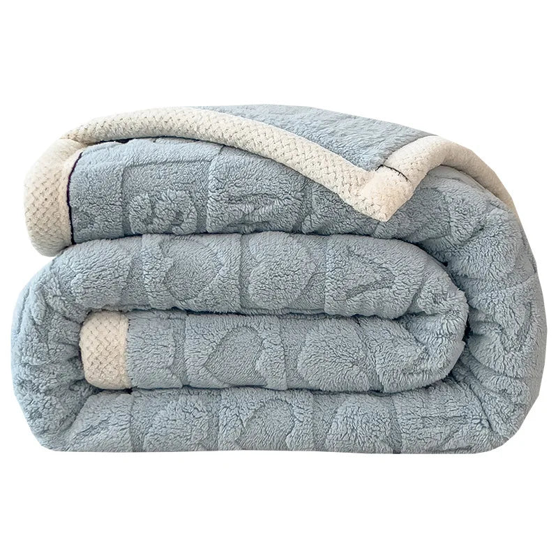 Knitted Heart Pattern Warm Throw Blankets Winter Soft Comfortable Double Sided Plush Thick Coral Velvet Blanket for Bed Safa