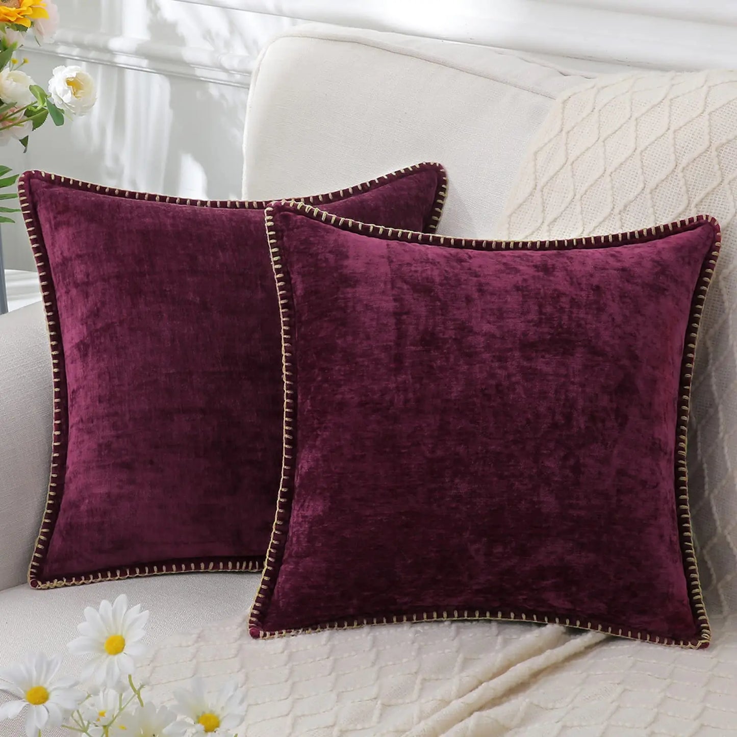 Olanly Chenille Cushion Cover 45x45 Pillow Cover 40x40cm Sofa Decorative Throw Pillow Case Soft Luxury For Living Room Decor