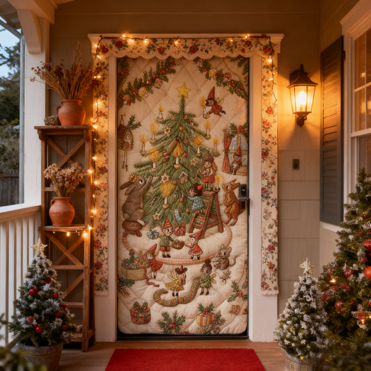 Fairy's Christmas Preparations Quilted Door Cover