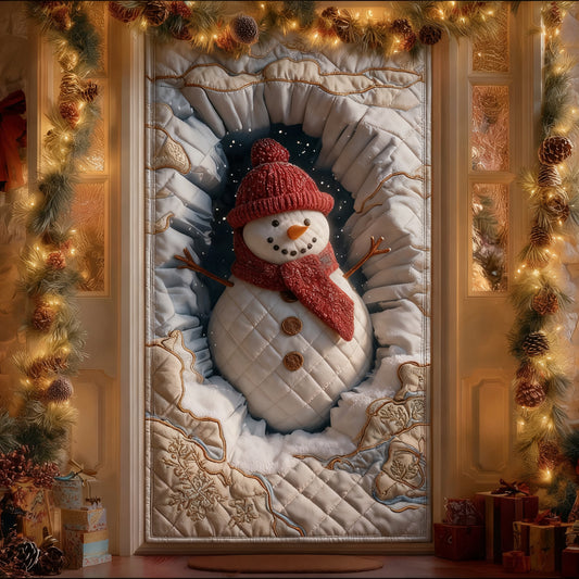 Festive Snowmen Quilted Door Cover