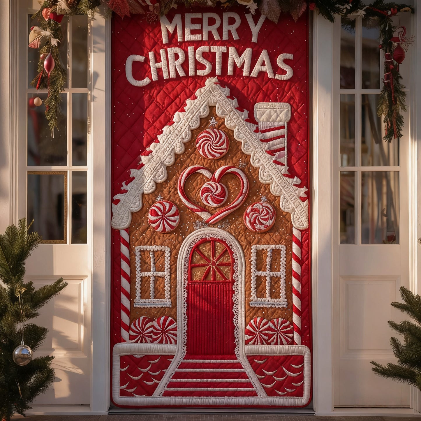 Gingerbread House Quilted Door Cover