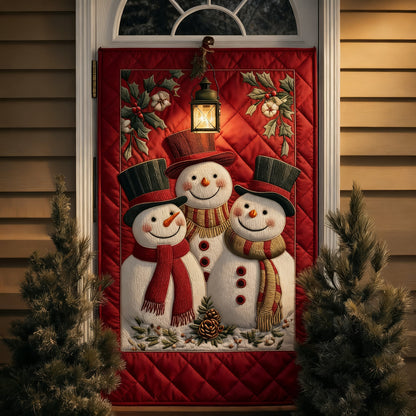 Winter Snowman Happy Quilted Door Cover