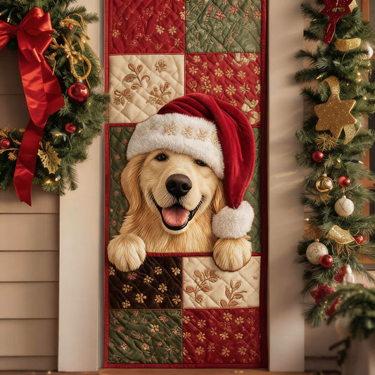 Christmas Golden Retriever Quilted Door Cover