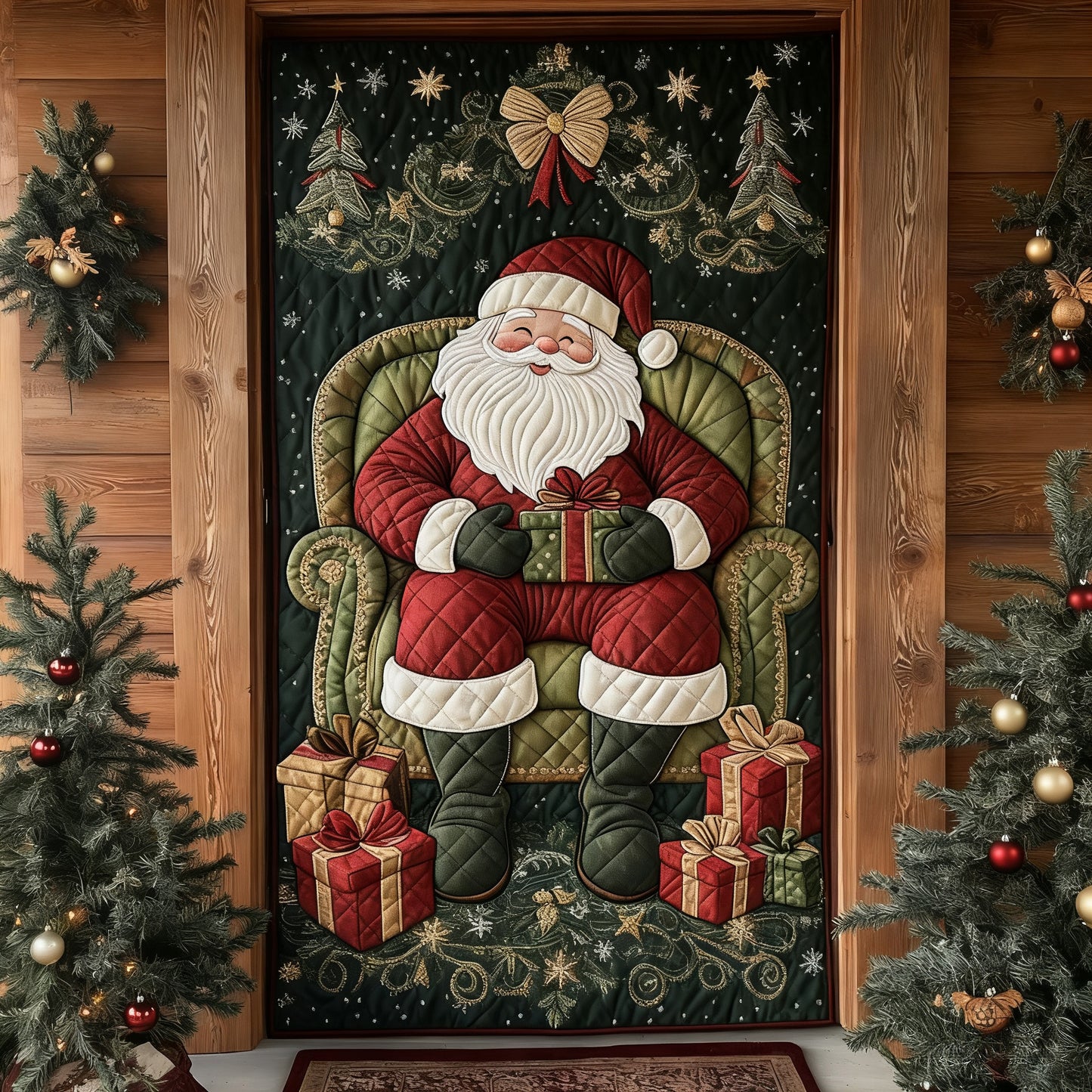 Santa Workshop Quilted Door Cover