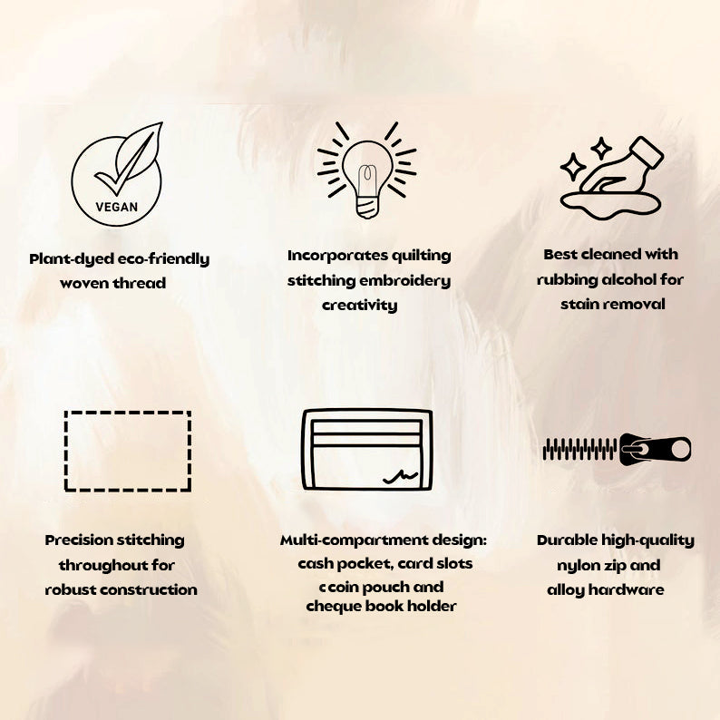 Magpies and Peonies Van Quilted Wallet