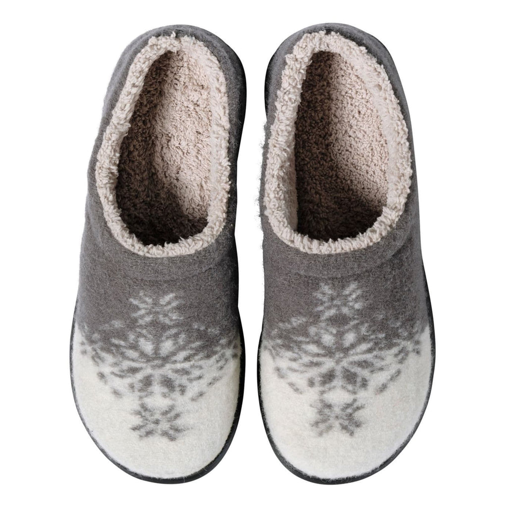 Gray-White Patterns Embroidery Plush Printed Slippers