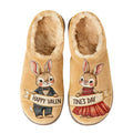 Cuddle Buddy Valentine Bunny Couple Embroidery Plush Printed Slippers