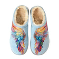 Sky Blue Rainbow Wing Embroidery Plush Printed Slippers