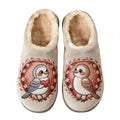 Neutral Tone Love Bird Couple Embroidery Plush Printed Slippers