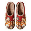 Curious Cats Embroidery Plush Printed Slippers