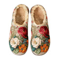 Botanical Garden Floral Embroidery Plush Printed Slippers