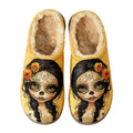Sugar Skull Floral Embroidery Plush Printed Slippers