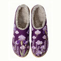 Purple Orchids and Lavender Embroidery Plush Printed Slippers