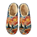 Starry Night Couple Embroidery Plush Printed Slippers