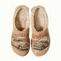 Vintage Car Embroidery Plush Printed Slippers