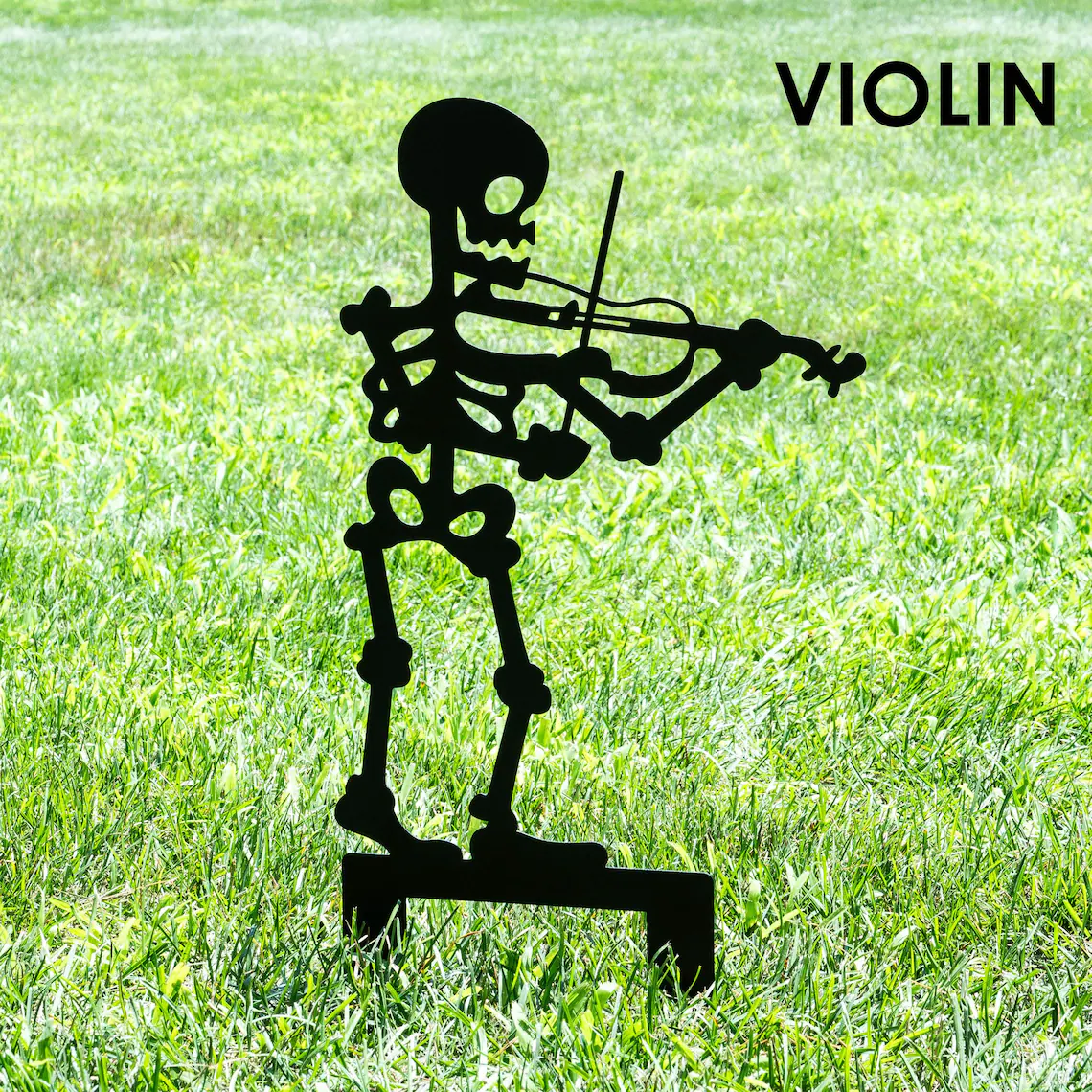 Metal Skull Band Garden Stake