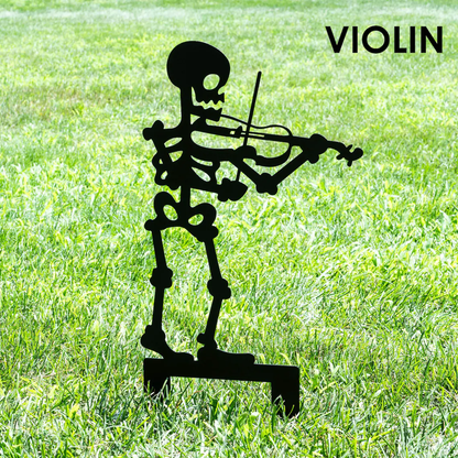 Metal Skull Band Garden Stake