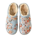 Blush & Sky Blue Floral Embroidery Plush Printed Slippers