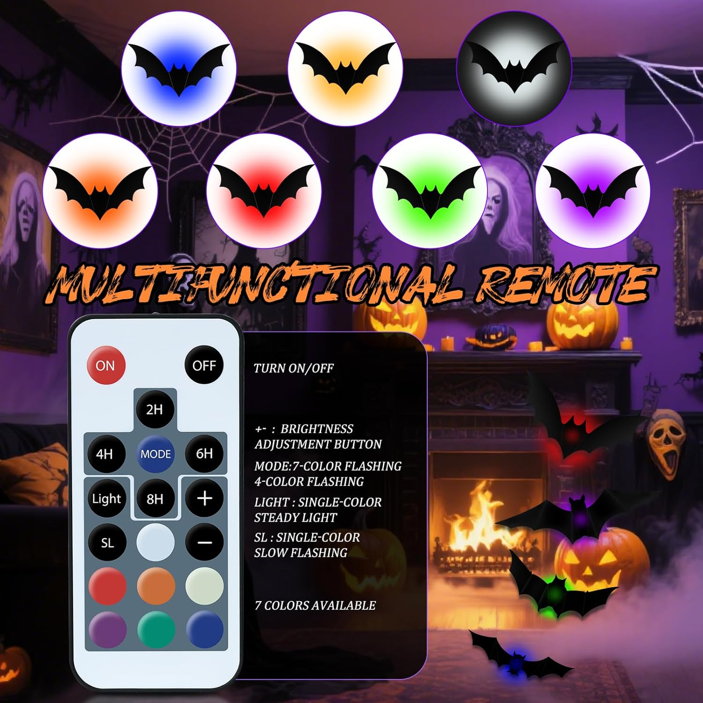 3D Halloween Bat Light Decoration
