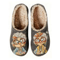 Remember to Smile Embroidery Plush Printed Slippers