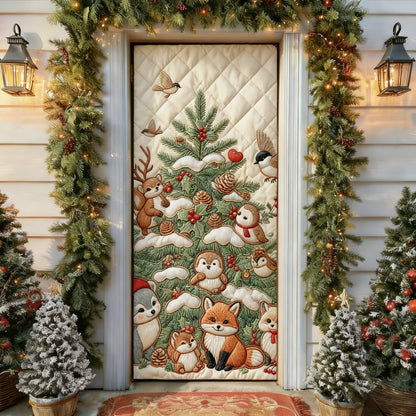 Christmas Forest Animals Quilted Door Cover