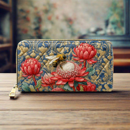 Red Ball Chrysanthemums Van Quilted Wallet