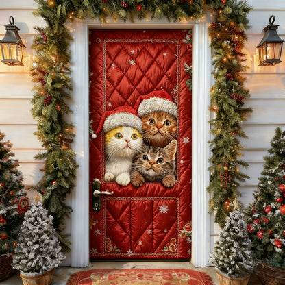 Christmas Cat Quilted Door Cover