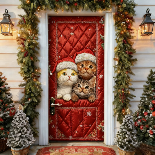 Christmas Cat Quilted Door Cover
