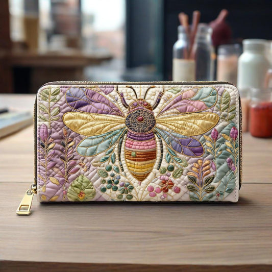 Colorful Bee Van Quilted Wallet
