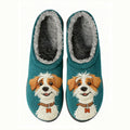Jolly Bearded Dog Embroidery Plush Printed Slippers