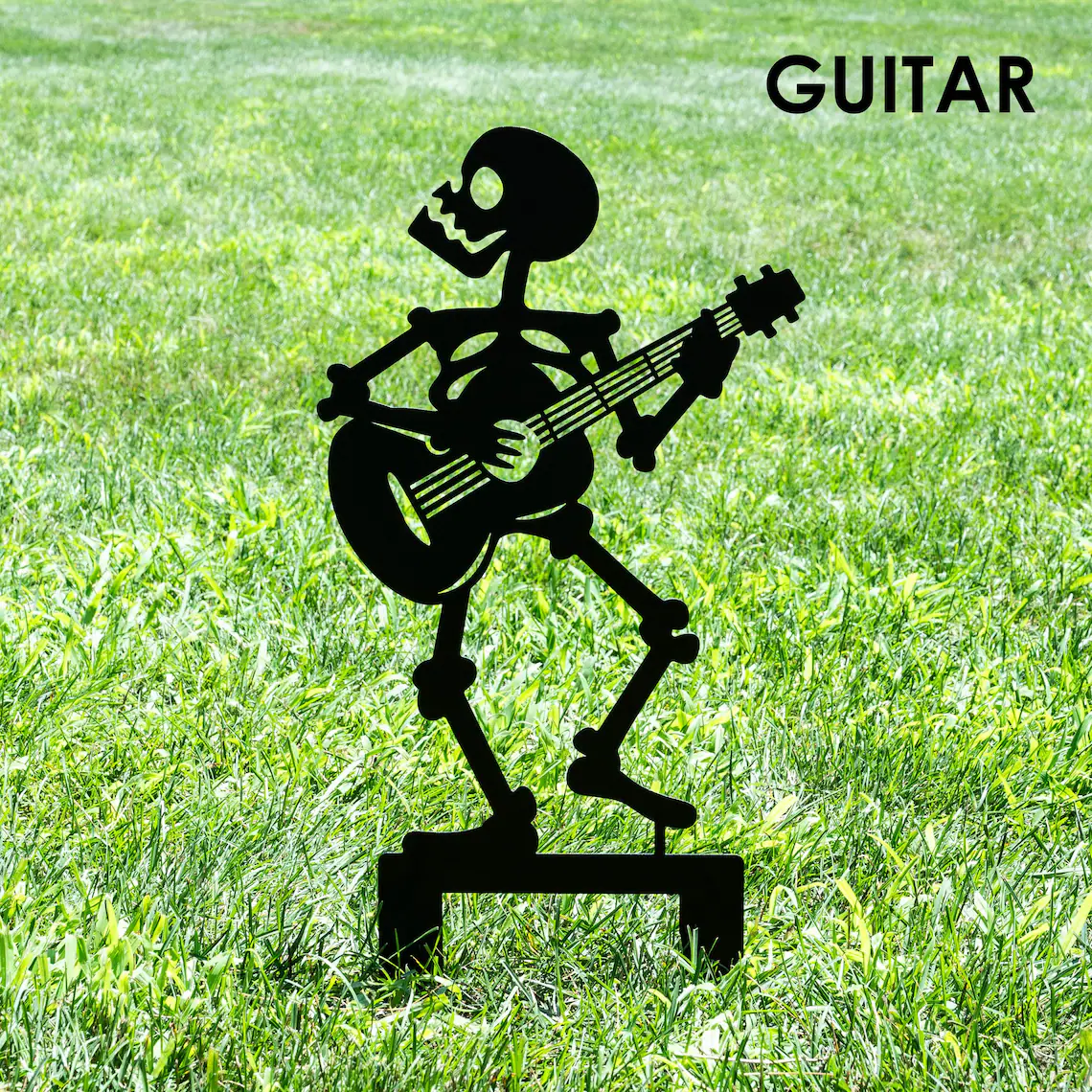 Metal Skull Band Garden Stake