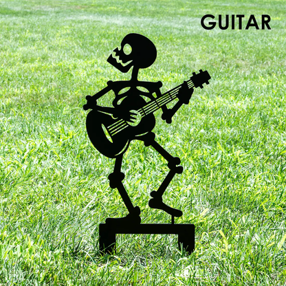 Metal Skull Band Garden Stake