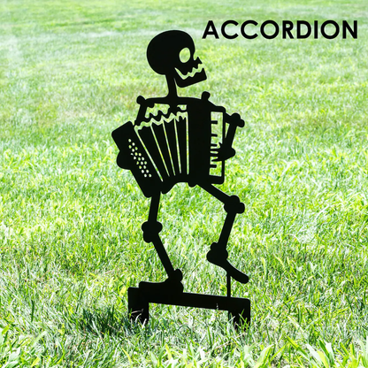 Metal Skull Band Garden Stake