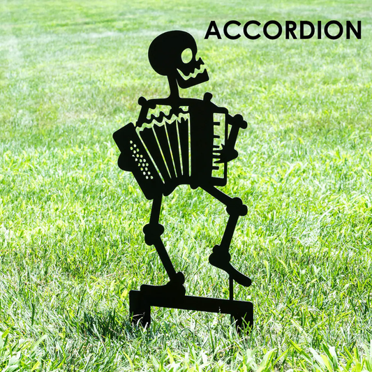 Metal Skull Band Garden Stake