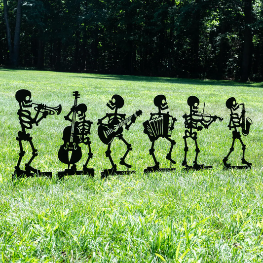Metal Skull Band Garden Stake