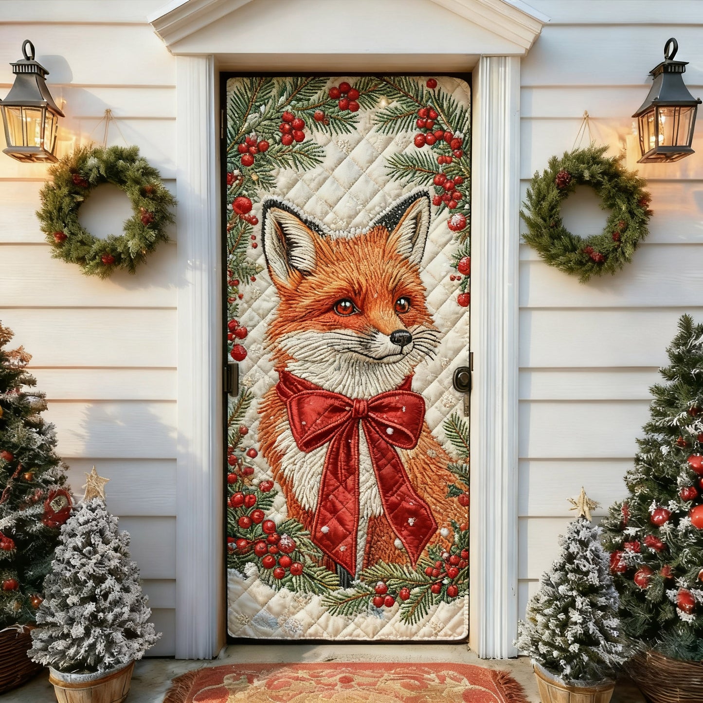 Christmas Fox Quilted Door Cover