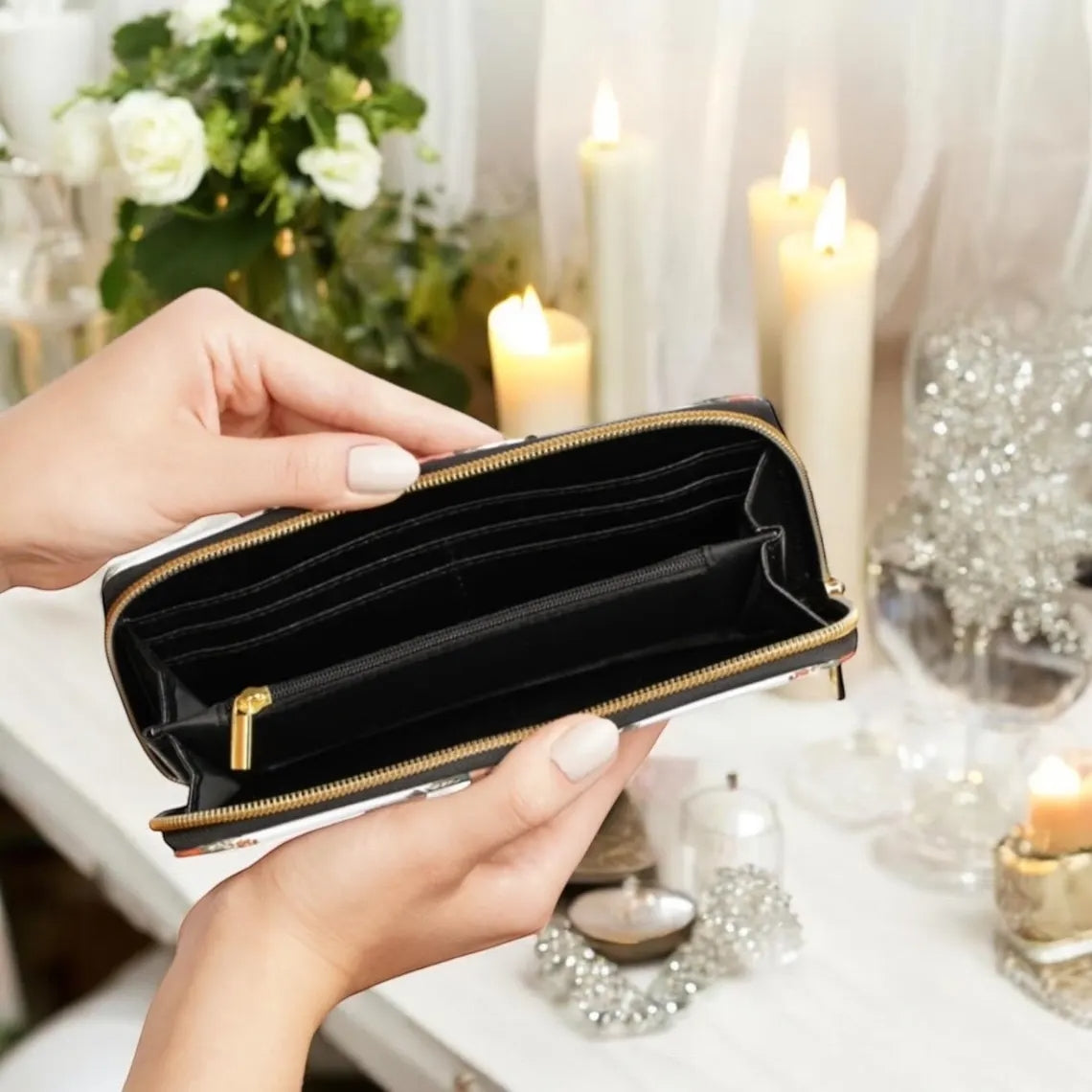 Rabbit Among the Flowers Van Quilted Wallet