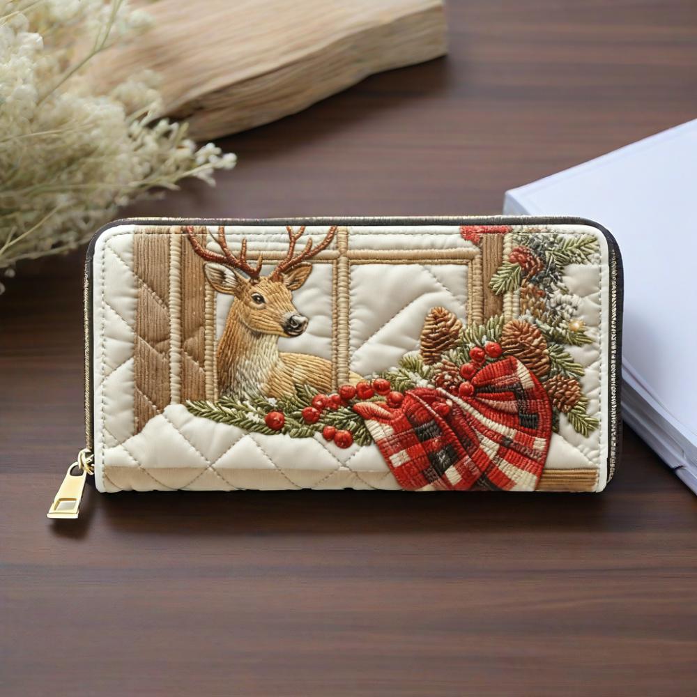 Christmas Reindeer Van Quilted Wallet