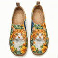 Sunset Meadow Orange Cat Canvas Casual Shoes