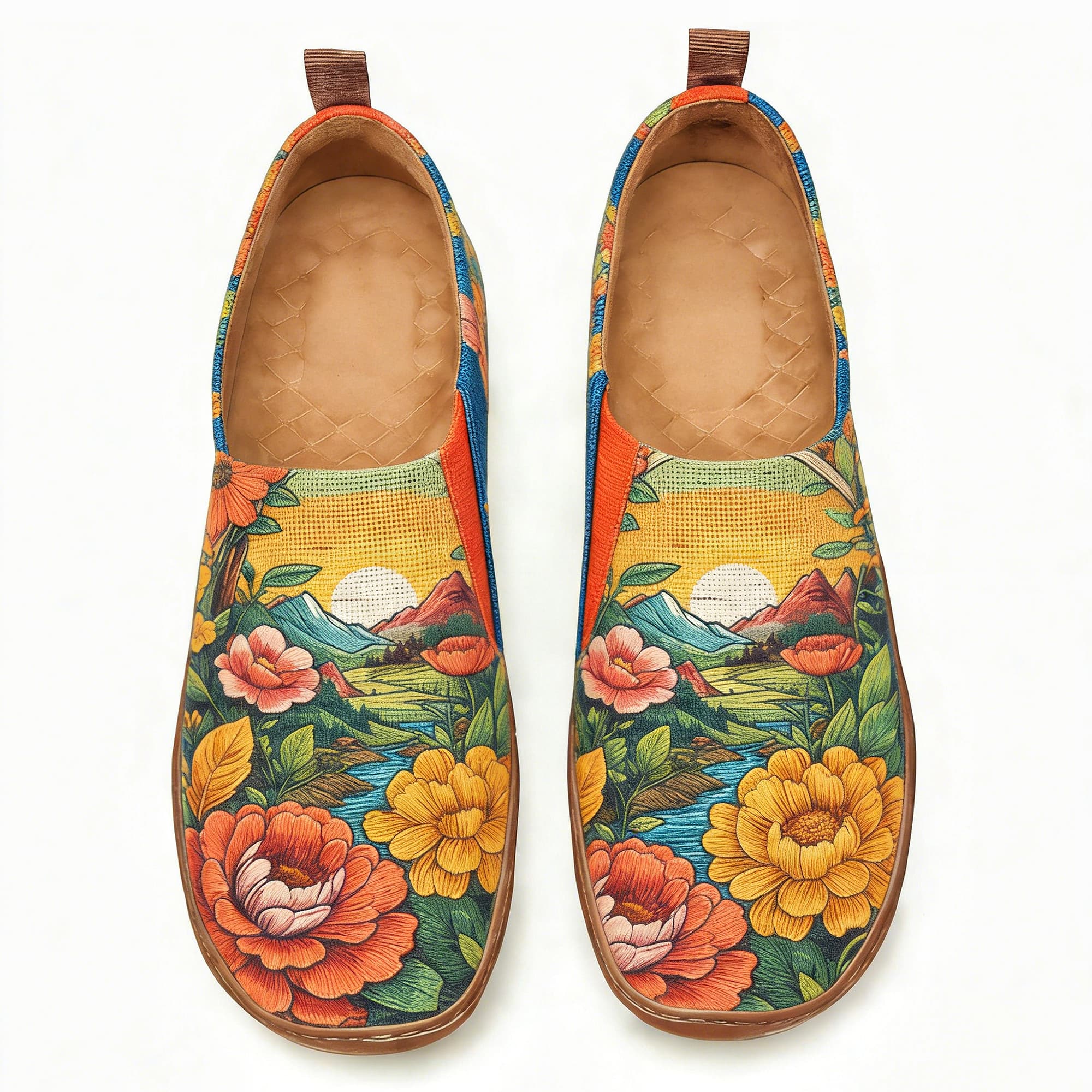 Mountain Bloom Sunset Canvas Casual Shoes