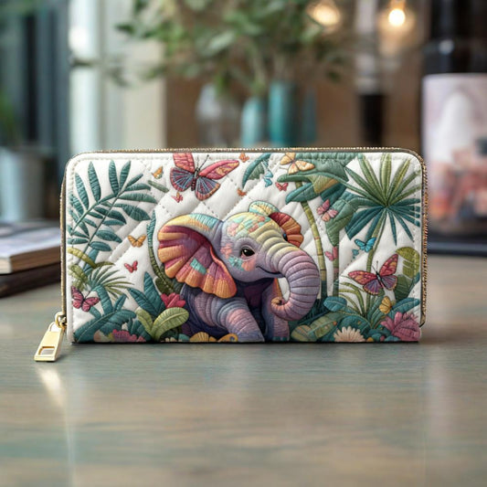 Sparkling Baby Elephant Van Quilted Wallet