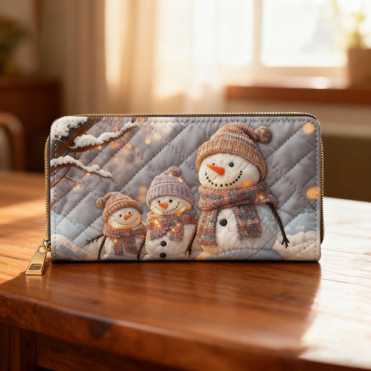 Winter Snowman Van Quilted Wallet