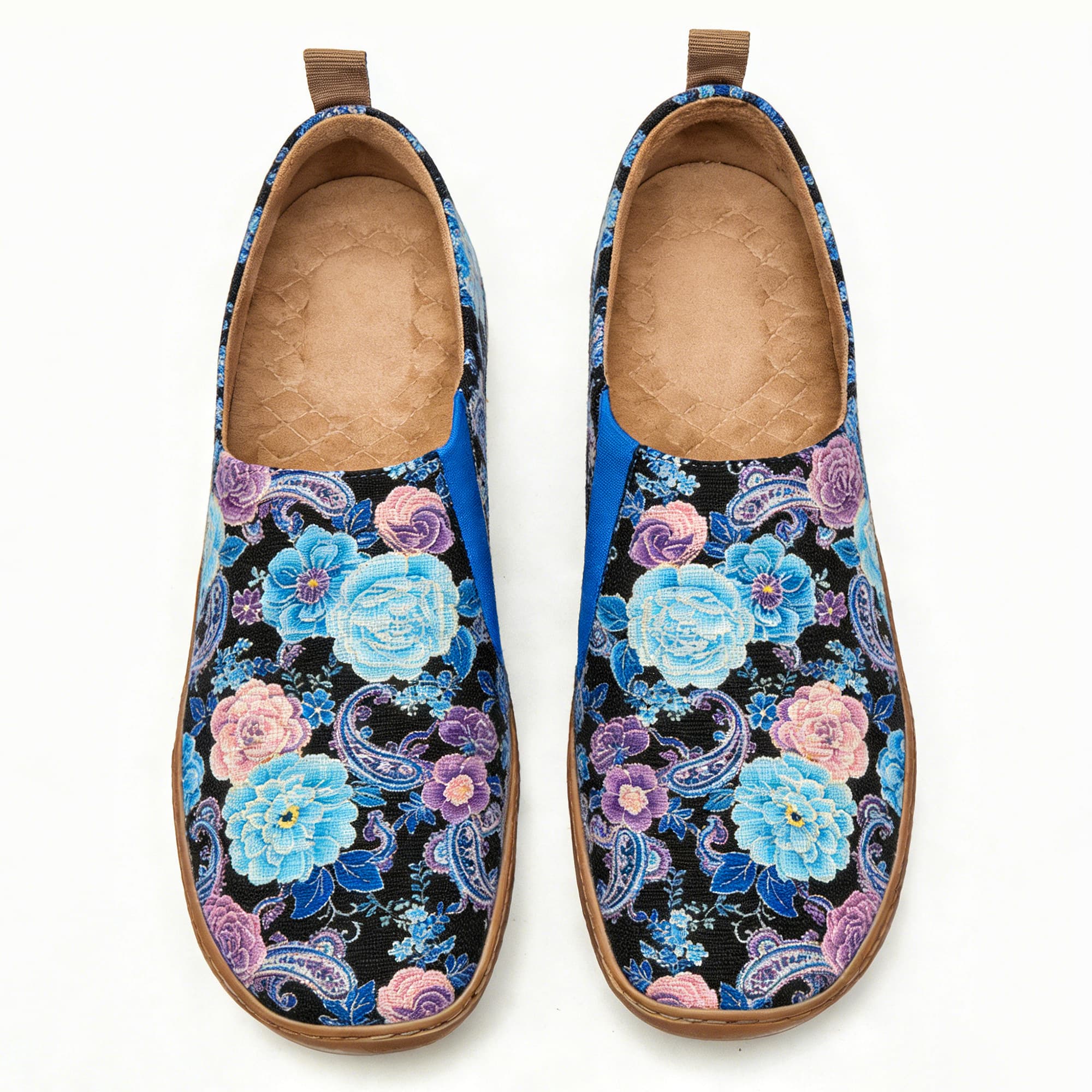 Midnight Blue Paisley Floral Canvas Casual Shoes