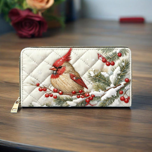 Christmas Red Robin Van Quilted Wallet
