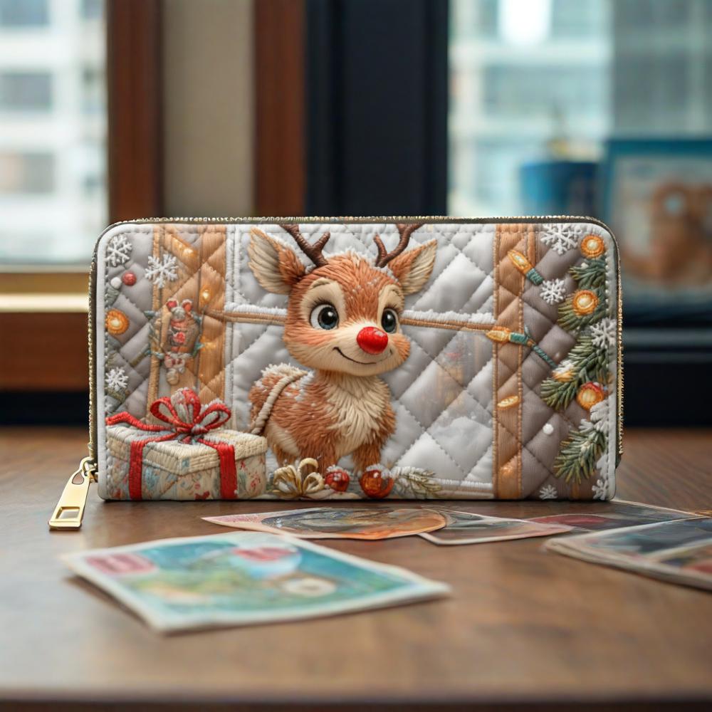 Gift From The Reindeer Van Quilted Wallet