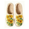 Sunflower Embroidery Plush Printed Slippers