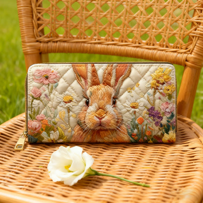 Rabbit Among the Flowers Van Quilted Wallet