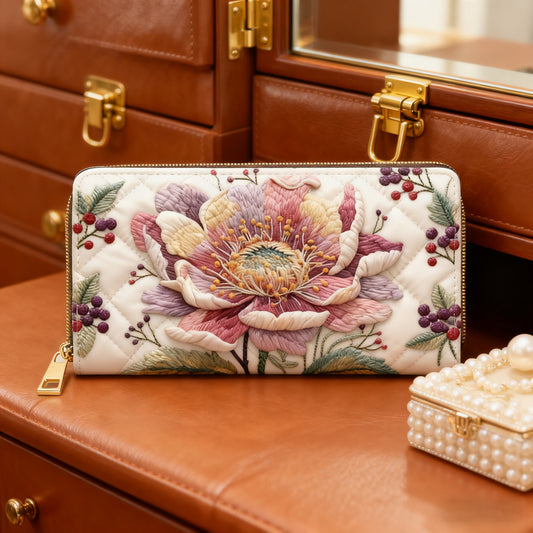 Peony in Full Bloom Van Quilted Wallet