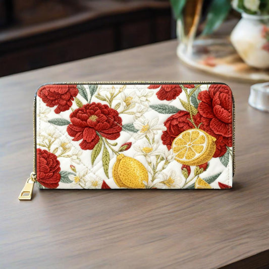 Lemon and Flowers Van Quilted Wallet