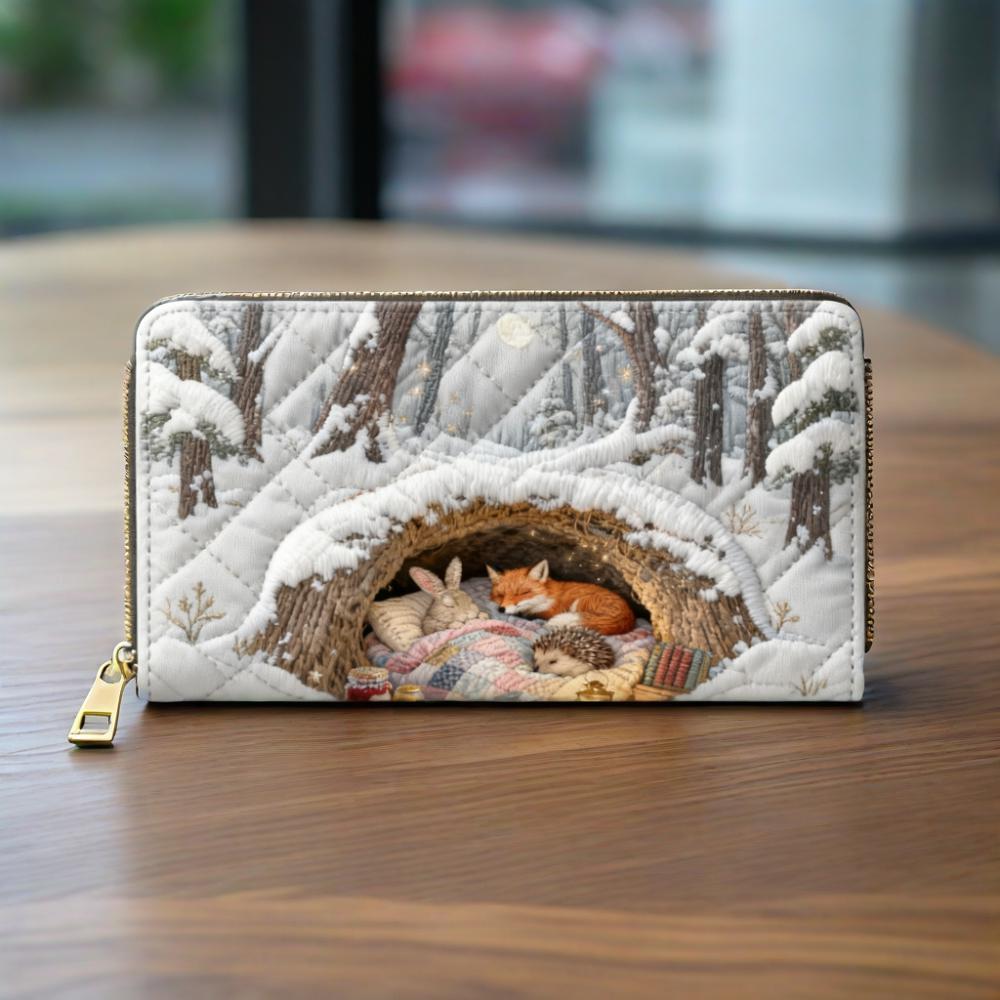 Winter's Warm Forest Nest Van Quilted Wallet